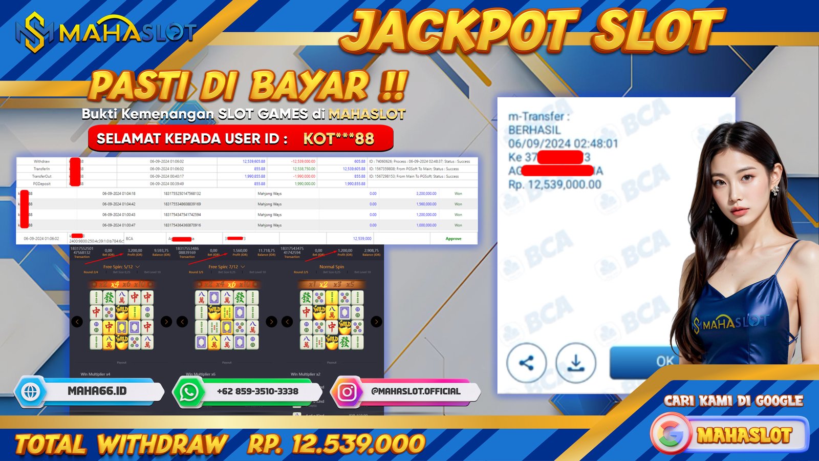 MAHASLOT JACKPOT SLOT MAHJONG WAYS Rp. 12.539.000,- LUNAS