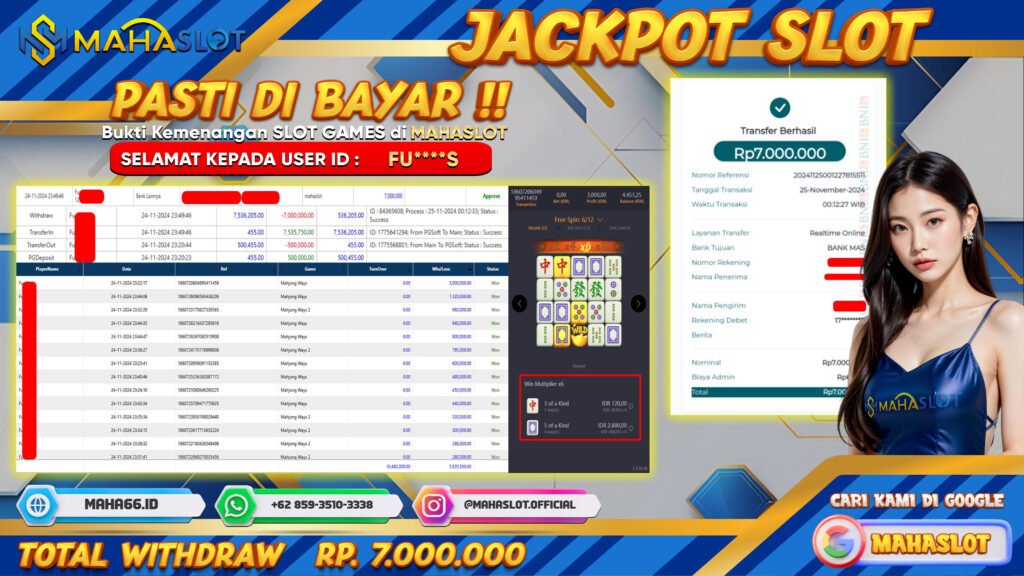 MAHASLOT JACKPOT SLOT MAHJONG WAYS Rp. 7.000.000,- LUNAS