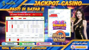 MAHASLOT JACKPOT LIVE CASINO SWEET BONANZA CANDY LAND/MEGA WHEEL Rp. 27.000.000,- LUNAS