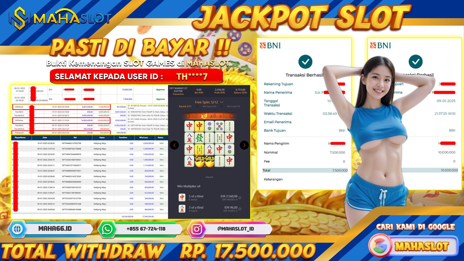 MAHASLOT JACKPOT SLOT GAMES MAHJONG WAYS Rp. 17.500.000,- LUNAS