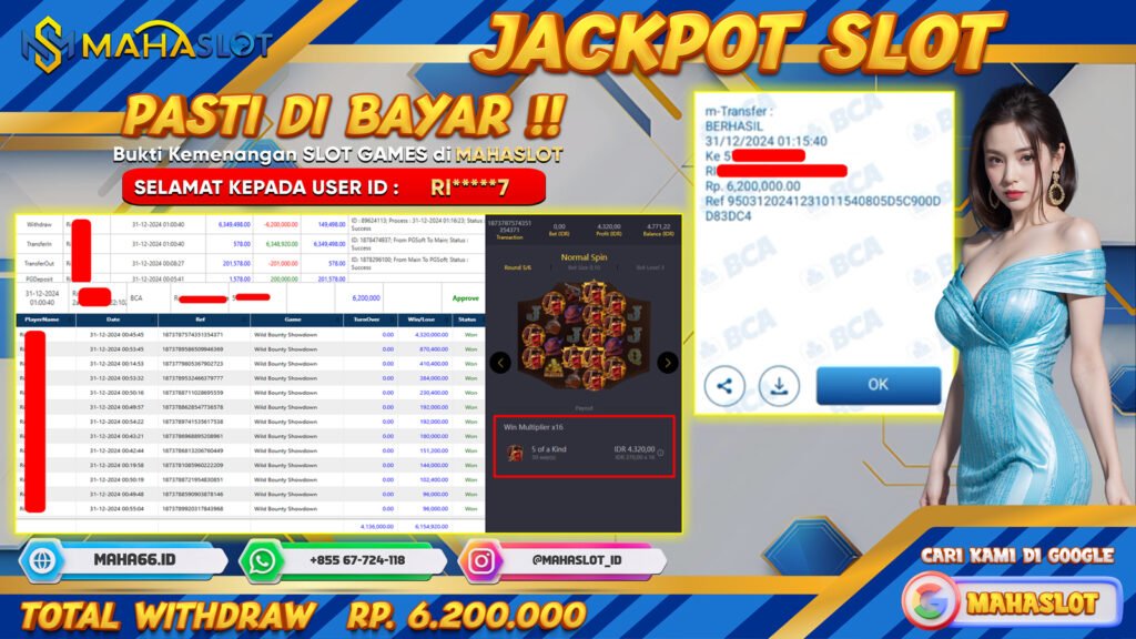 MAHASLOT JACKPOT SLOT GAMES WILD BOUNTY SHOWDOWN Rp. 6.200.000,- LUNAS