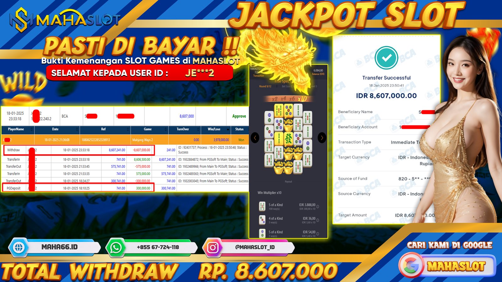 MAHASLOT JACKPOT SLOT GAMES MAHJONG WAYS 2 Rp. 8.607.000,- LUNAS