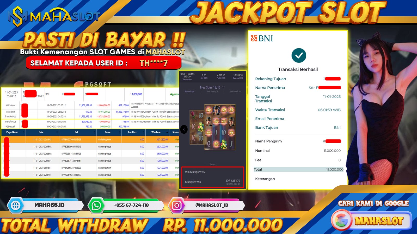 MAHASLOT JACKPOT SLOT GAMES MAFIA MAYHEM Rp. 11.000.000,- LUNAS