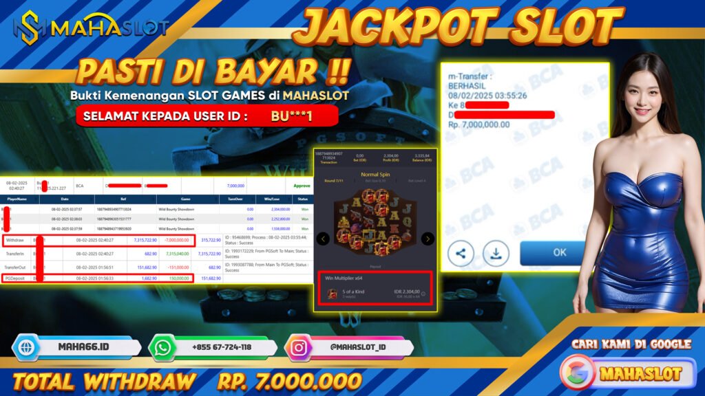 MAHASLOT JACKPOT SLOT GAMES WILD BOUNTY SHOWDOWN Rp. 7.000.000,- LUNAS