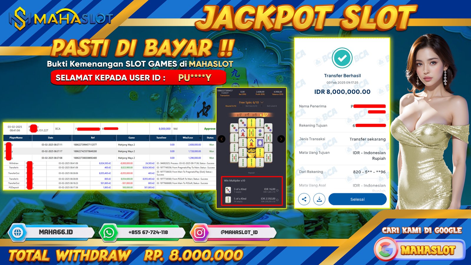 MAHASLOT JACKPOT SLOT GAMES MAHJONG WAYS 2 Rp. 8.000.000,- LUNAS