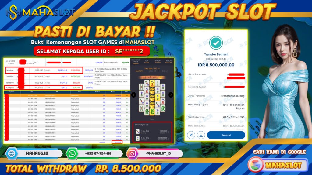 MAHASLOT JACKPOT SLOT GAMES MAHJONG WAYS 2 Rp. 8.500.000,- LUNAS