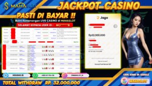 MAHASLOT JACKPOT LIVE CASINO DREAMGAMING Rp. 32.000.000,- LUNAS